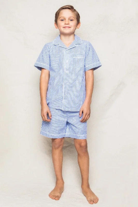 Kid's French Blue Seersucker Short Set