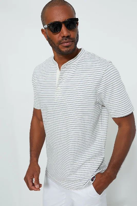 Shell Flint Stripe Short Sleeve Sunwashed Henley