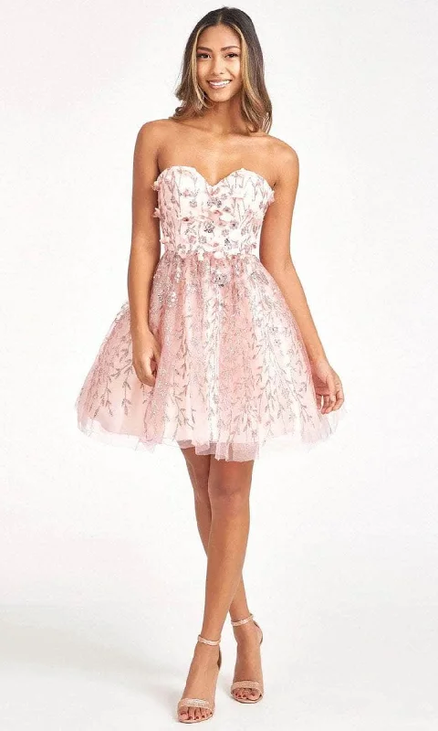 Elizabeth K GS1995 - Strapless Embellished Short Dress