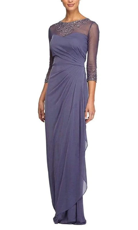 Alex Evenings - 232833 Beaded Sheer Long Sleeve Sheath Dress