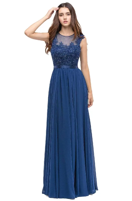 Eureka Fashion - 3611 Cap Sleeve Illusion Detailed Prm Gown