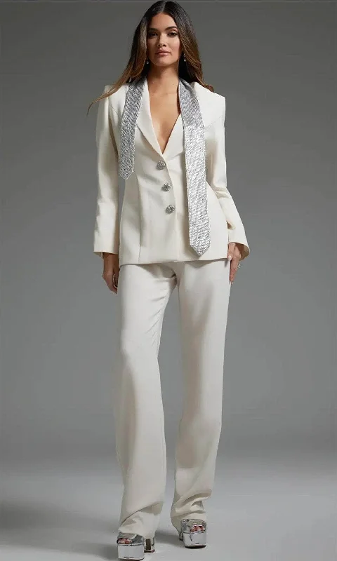 Jovani 39726 - Collared Bridal Pantsuit