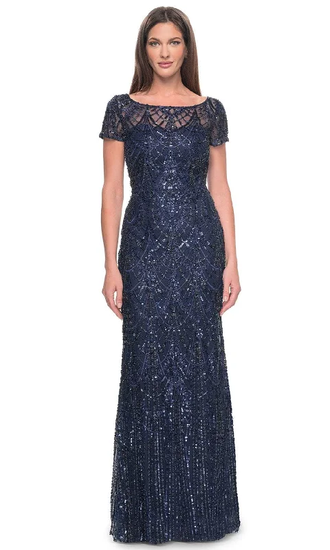 La Femme 31709 - Bateau Neck Beaded Evening Dress