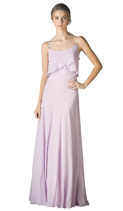 Ladivine CF074 - Sleeveless Surplice Ruffled Bodice A-Line Long Dress