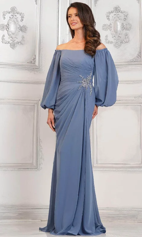 Marsoni by Colors MV1285 - Bishop Sleeve Ruched Evening Dress