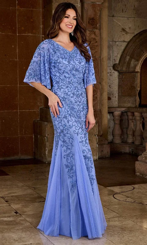 Rachel Allan RB8133 - Flutter Sleeve Beaded Evening Dress