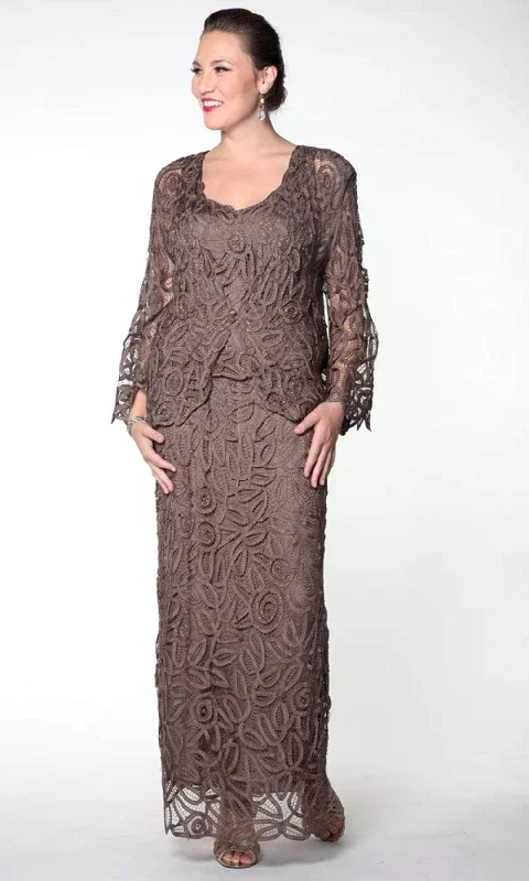 Soulmates D7107 - Hand Crochet 3/4 Bell Sleeve Three Piece Evening Gown