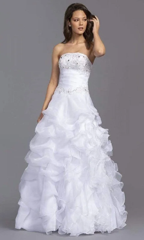 Trevi Collection Bridal - LH040 Strapless Ruffled A-Line Bridal Gown