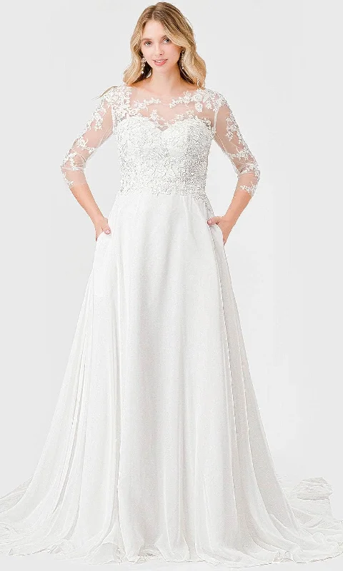 Trevi Collection MS0031 - Embroidered Long Sleeve Wedding Gown